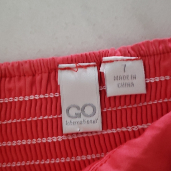 Y2k GO International coral bustier top smocked mini - Picture 2 of 8